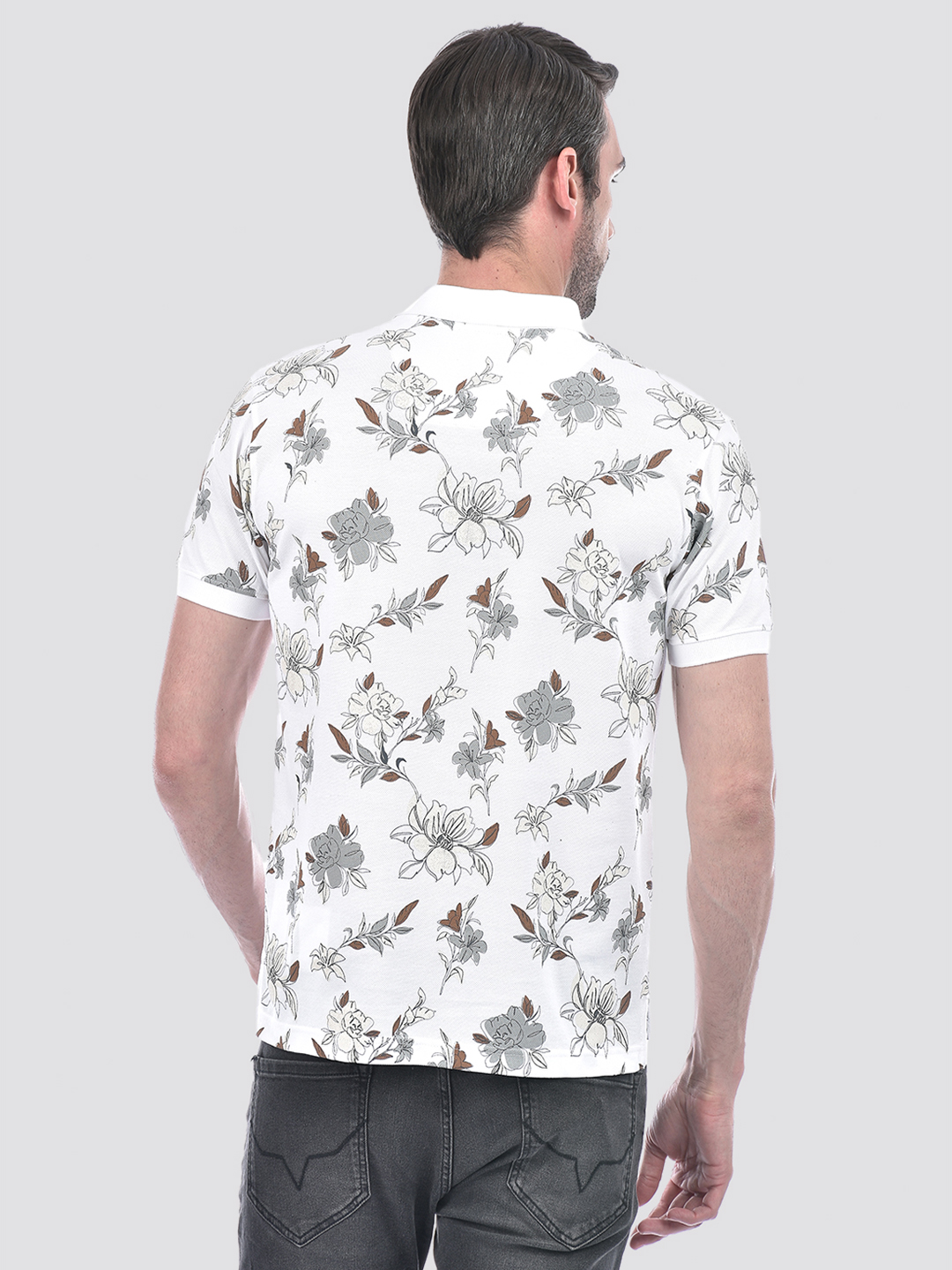 Numero Uno Men Floral Print White T-Shirt